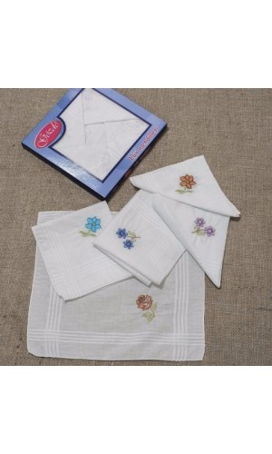 Bayan Nakışlı Mendil | %100 Pamuk, Özel İşlemeli 12'li Paket